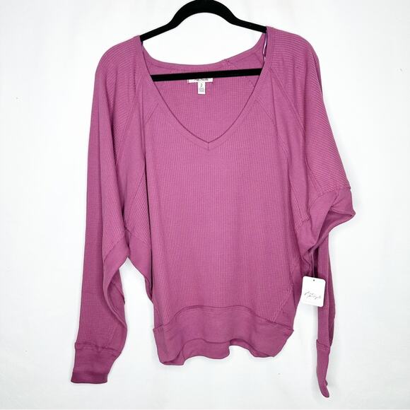 FREE PEOPLE Santa Clara Thermal Top Mulberry NWT in Small - Picture 1 of 5